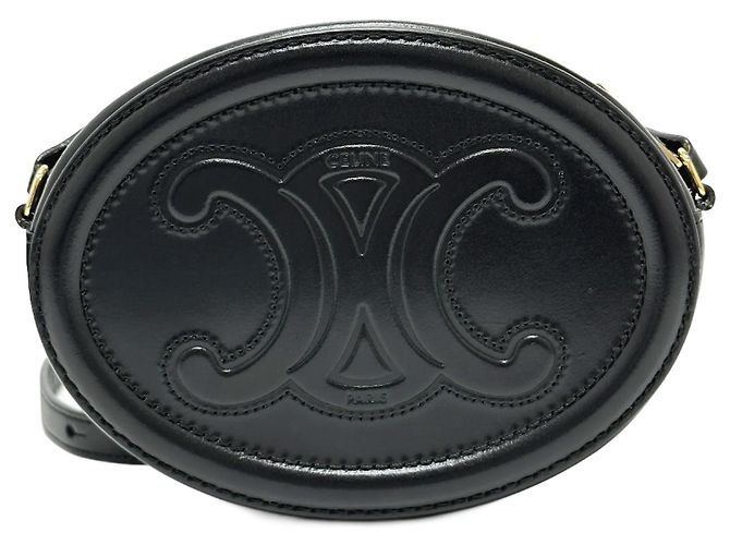Céline Borsa a spalla in pelle nera Celine Triomphe Nero