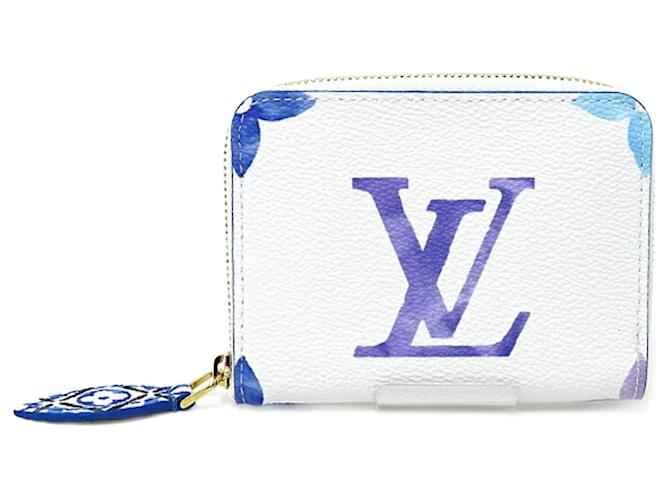 Porte-monnaie Zippy Louis Vuitton Cuir Blanc Bleu  ref.1468552