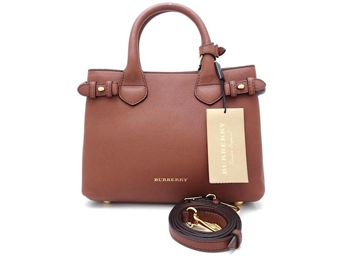 Bolso de cuero Burberry de 2 vías Castaño  ref.1468590