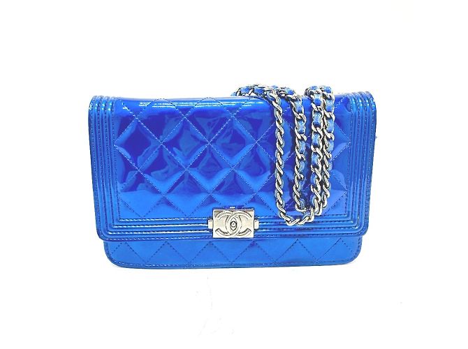 Borsa a spalla in pelle blu Chanel