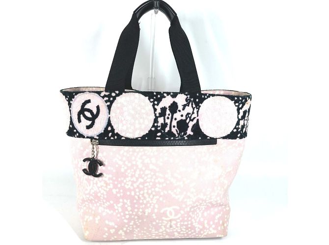 Bolso de hombro de algodón rosa Chanel