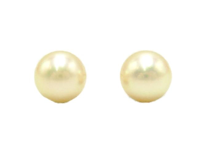 Boucles d'oreilles en perles Mikimoto en or jaune Blanc  ref.1468694