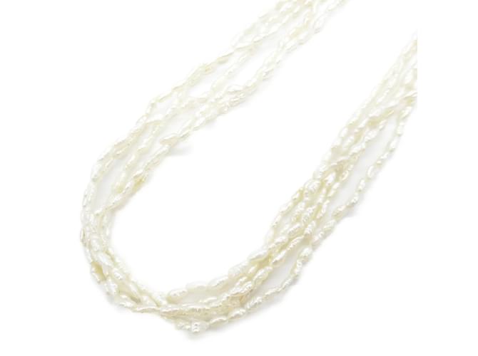 TASAKI Keshi Pearl Necklace White Silver  ref.1468710