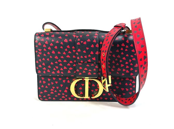 Christian Dior Heart Logo Crossbody Shoulder Bag Black