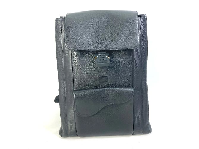 Sac à dos en cuir noir Christian Dior