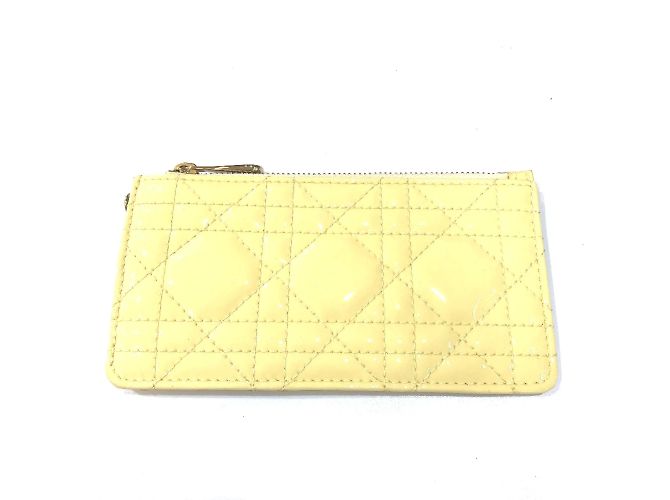 Monedero de charol Cannage Christian Dior Beige