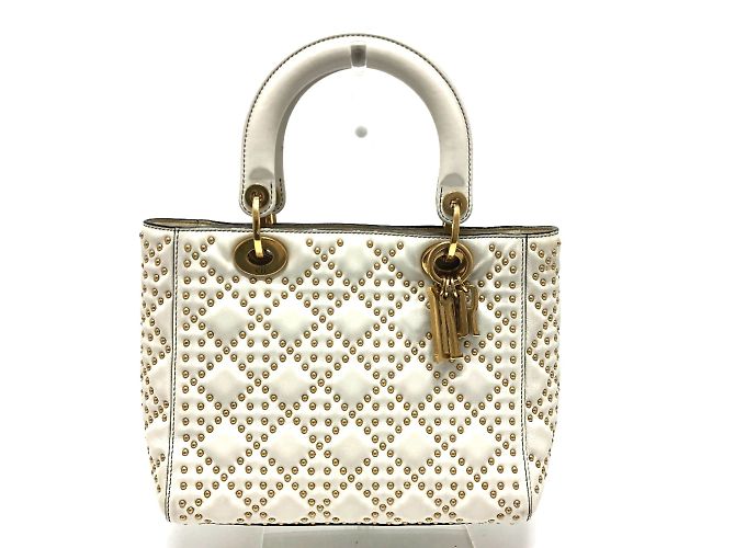 Cannage-Handtasche Christian Dior Weiß