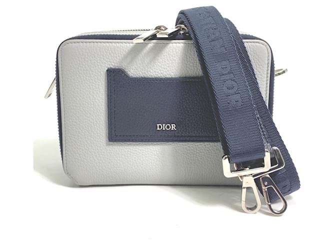 Christian Dior Gray Leather Shoulder Bag Brown  ref.1469001