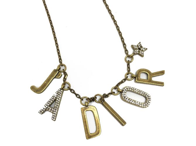 Colar de strass banhado a ouro Christian Dior Dourado