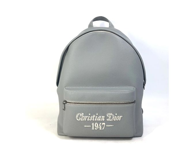 Mochila de couro cinza Christian Dior Marrom