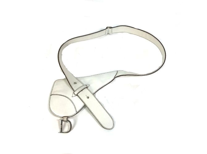 Pochete de couro branco Christian Dior