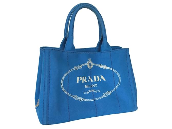 Tote Borsa a mano Prada Canapa Blu Tela  ref.1469117