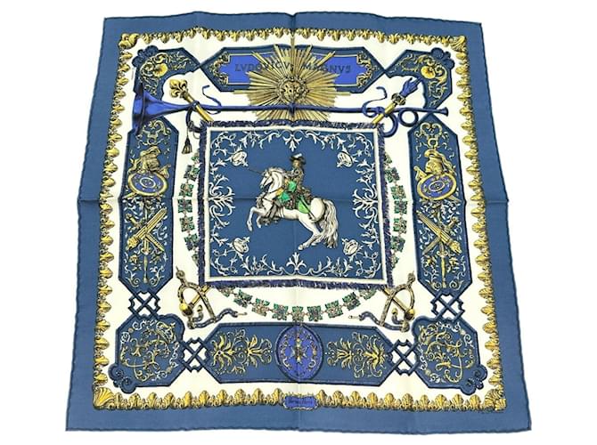 HERMES カレ90 シルクスカーフ『白い馬に跨ったルイ14世』ピンク