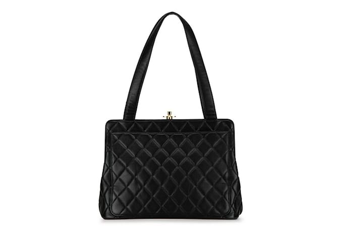 Timeless Chanel Coco Mark Matelassé Tote Tasche Schwarz Leder  ref.1469296