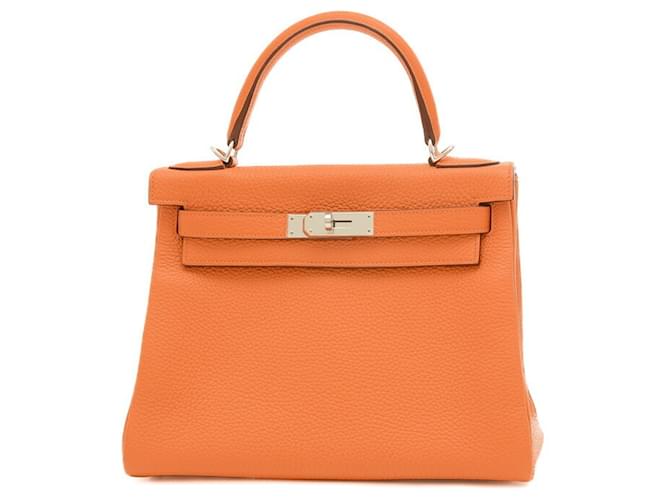 Hermès Bolsa Hermes Kelly 28 em Togo Laranja Couro  ref.1469357