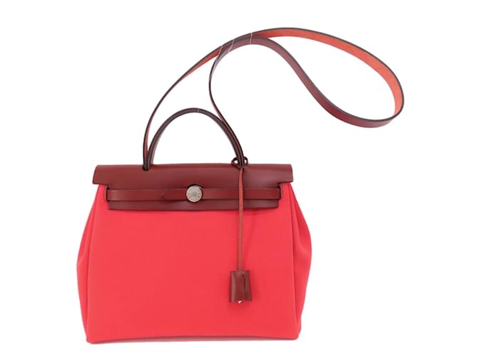 Hermès Hermes Airbag Zip PM Red Handbag Cloth  ref.1469537