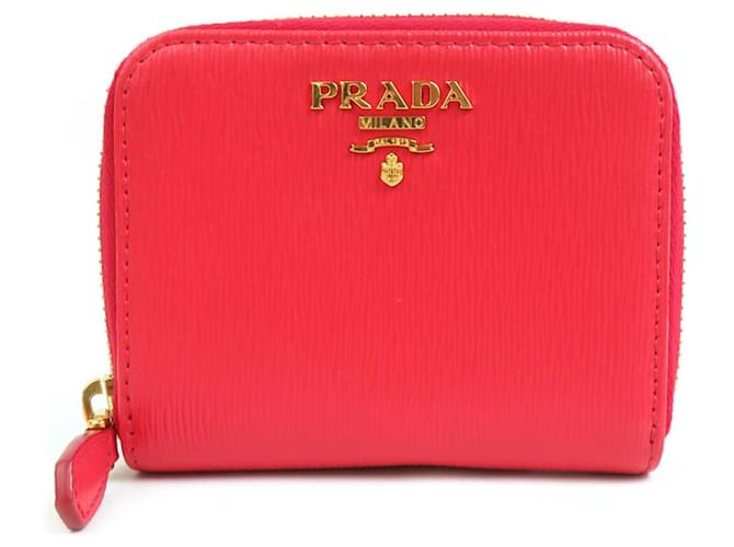 Monedero de cuero rojo Prada Roja  ref.1469584