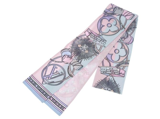 Sciarpa in seta Monogram Louis Vuitton Rosa Blu Monogramma