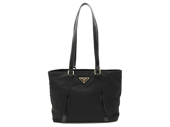 Tote Sac fourre-tout en nylon et cuir Prada Noir  ref.1469707