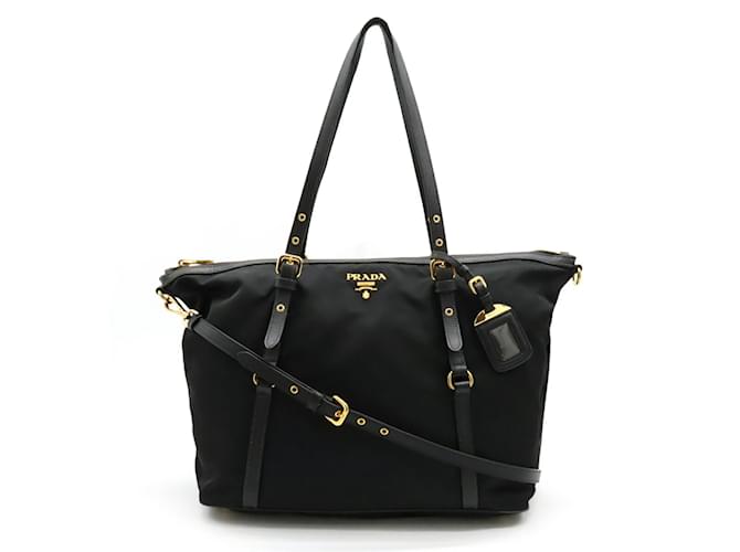 Bolsa tote de nylon e couro Prada Preto  ref.1469731