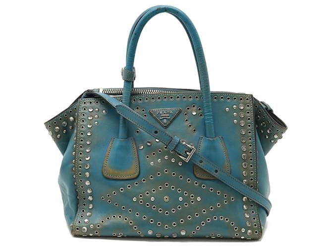 Borsa a mano Prada Vitello Vintage Blu Pelle  ref.1469746