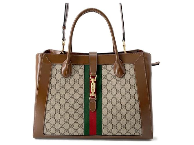 Sac tote Gucci Jackie 1961 GG Supreme Cuir Toile Marron Beige  ref.1469760