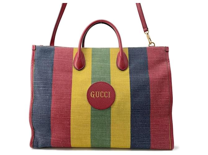 Sac fourre-tout en toile et cuir Gucci Baiadera Multicolore  ref.1469794