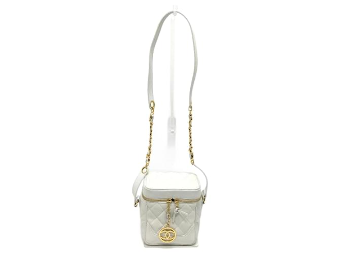 Bolsa de Ombro Chanel CC Mark Vanity Branco Couro  ref.1469834