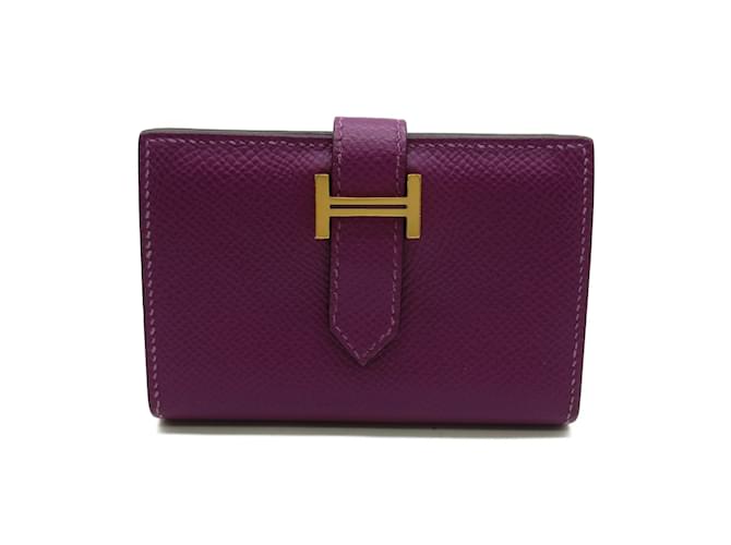 Hermès Porte-cartes Hermes Bearn en violet Anémone Cuir  ref.1469882