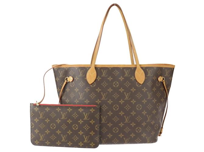 Sac tote Neverfull MM de Louis Vuitton Cuir Cuir vernis Toile Marron  ref.1469966