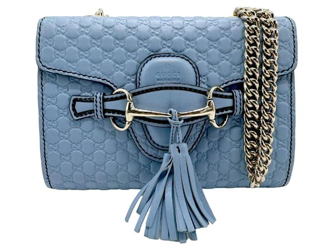 Sac à épaule en cuir Micro Horsebit de Gucci Bleu  ref.1469990