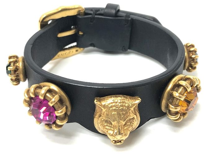 Pulseira de couro preto Gucci