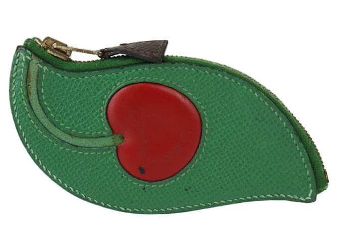 Hermès Hermes Tutti Frutti Cherry Coin Purse Red Green Leather  ref.1470160