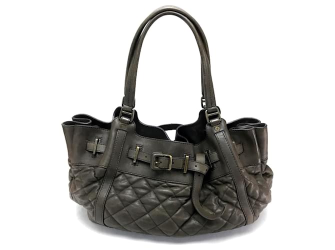 Bolso tote de cuero marrón Burberry Castaño  ref.1470242