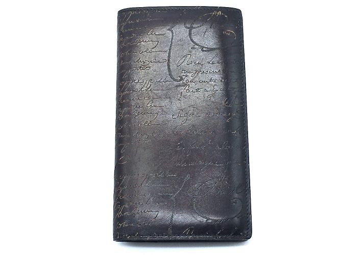 Carteira bi-fold de couro roxa Berluti