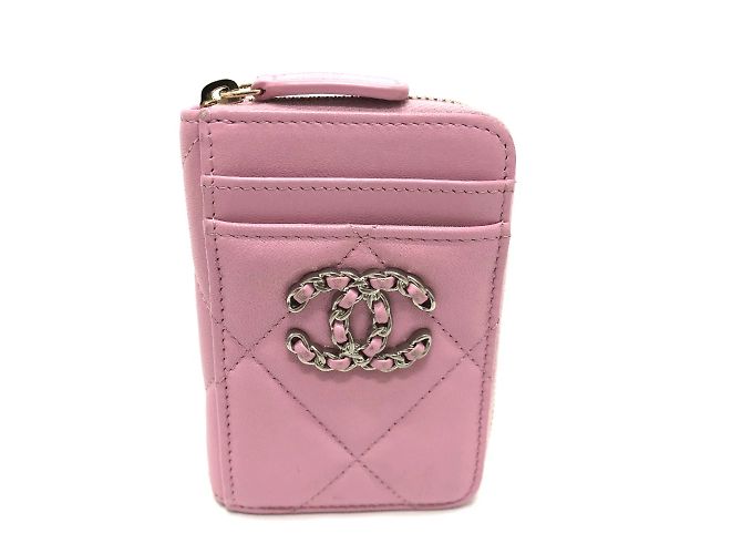 Monedero de cuero rosa Chanel
