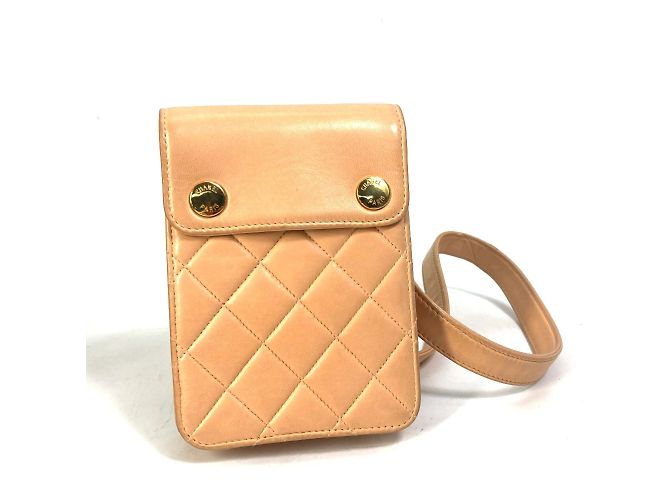 Bolsa de ombro de couro rosa Chanel