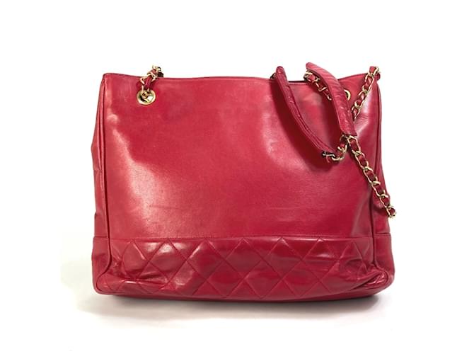 Chanel Vintage Red Leather Shoulder Bag Joli Closet