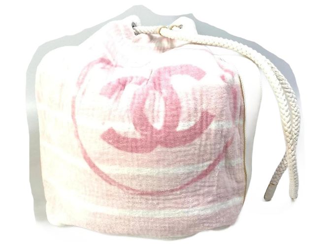 Bolsa de ombro de algodão rosa Chanel