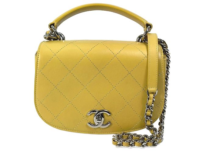 Borsa a spalla in pelle gialla Chanel Giallo