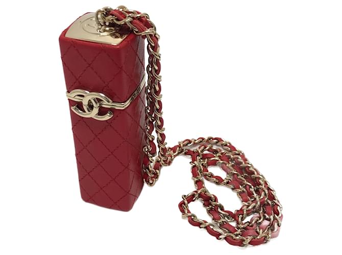 Sac à épaule Chanel CC Mark CC Chain Cuir Rouge  ref.1470405