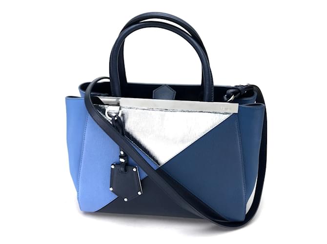 Bolsa Fendi 8BH253 Petite 2 Jours Azul Couro  ref.1470412