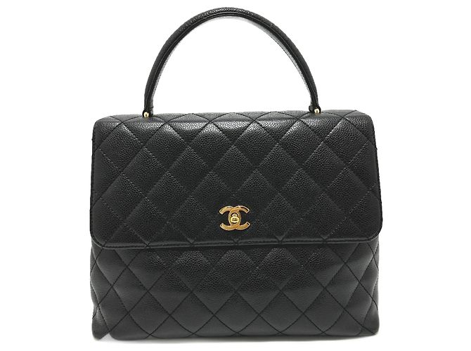 Schwarze Lederhandtasche Chanel A12397
