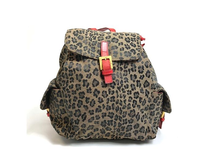 Fendi Brown and Red Backpack