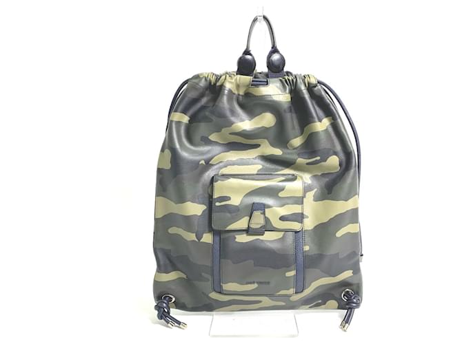 Christian Dior Dior Homme Camouflage Green Leather Backpack  ref.1470455