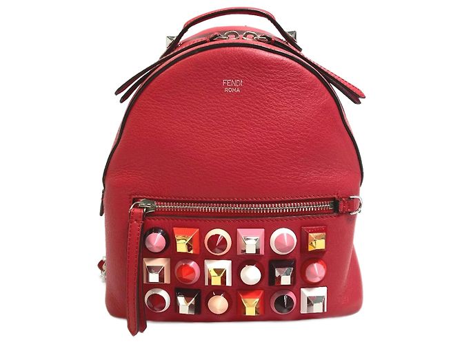 Fendi 8BZ038 Valentine Limited Color Studs Backpack Red
