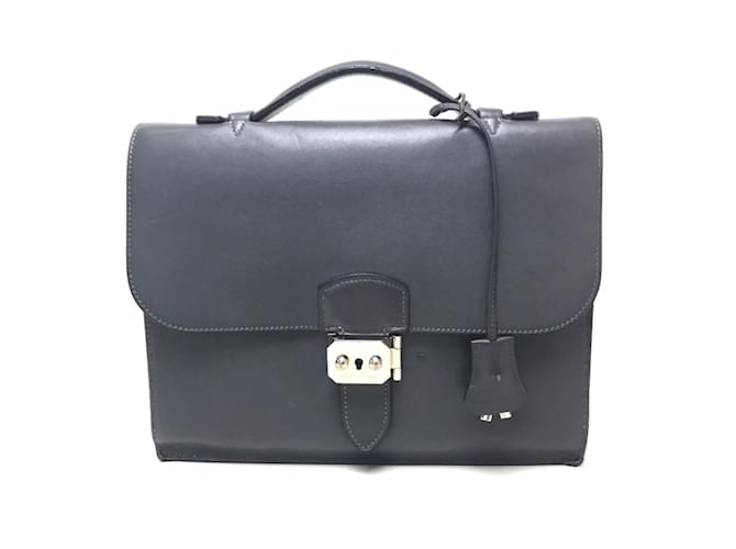 Hermès Hermes Gray Leather Briefcase Brown  ref.1470563