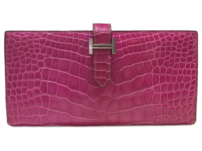 Cartera larga bifold Souffle Bearn de Hermès Rosa