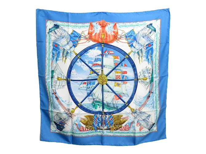 Hermès Hermes Blue Silk Scarf  ref.1470629