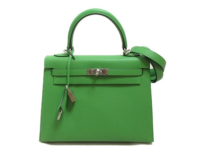 Hermès Hermes Kelly 25 Handbag in Green Vert Yucca Epsom Leather  ref.1470684